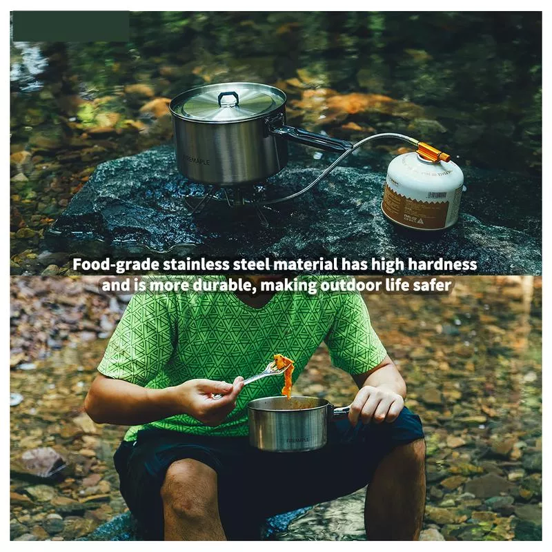 Compact Stainless Steel Camping Cookware Set - Image 3