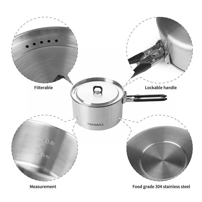 Compact Stainless Steel Camping Cookware Set - Image 2