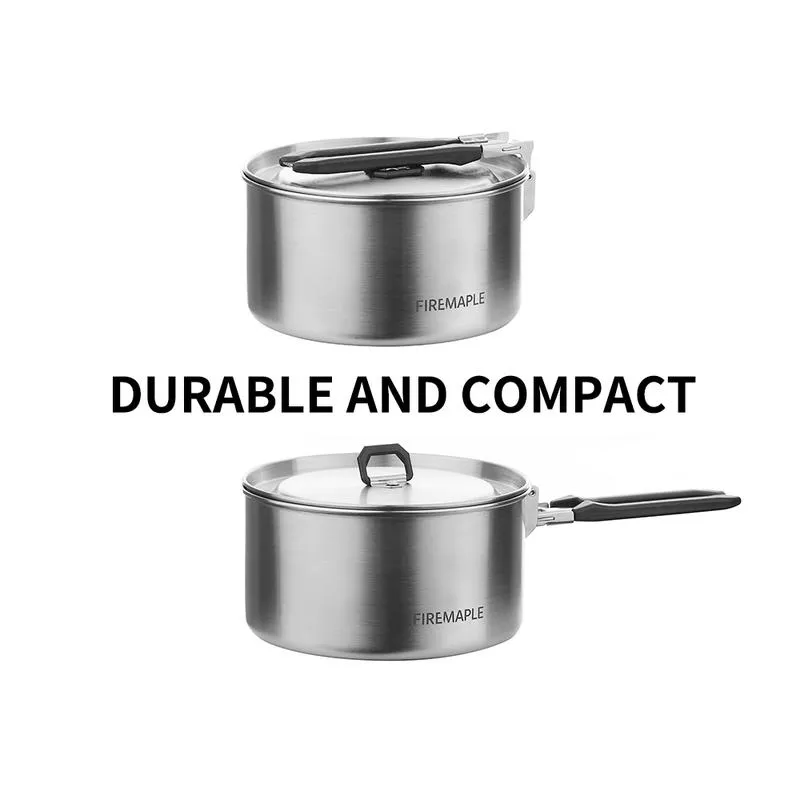 Compact Stainless Steel Camping Cookware Set - Image 5