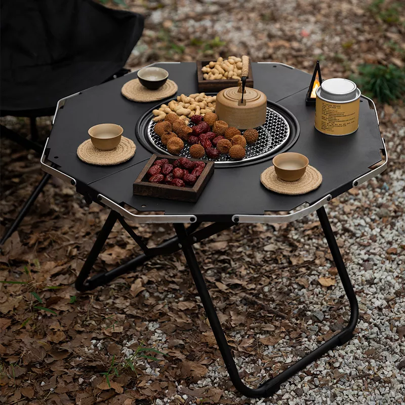 Folding BBQ Table with Built-in Charcoal Grill - Image 2
