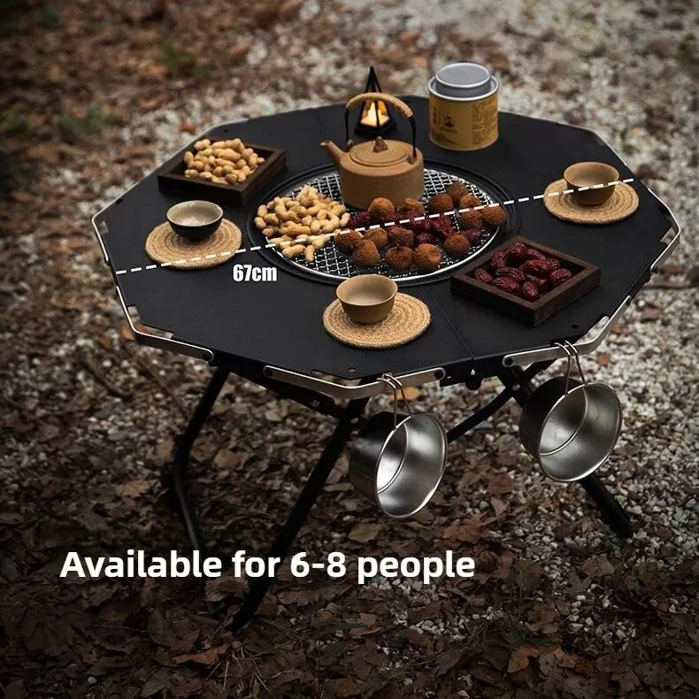 Folding BBQ Table with Built-in Charcoal Grill - Image 4