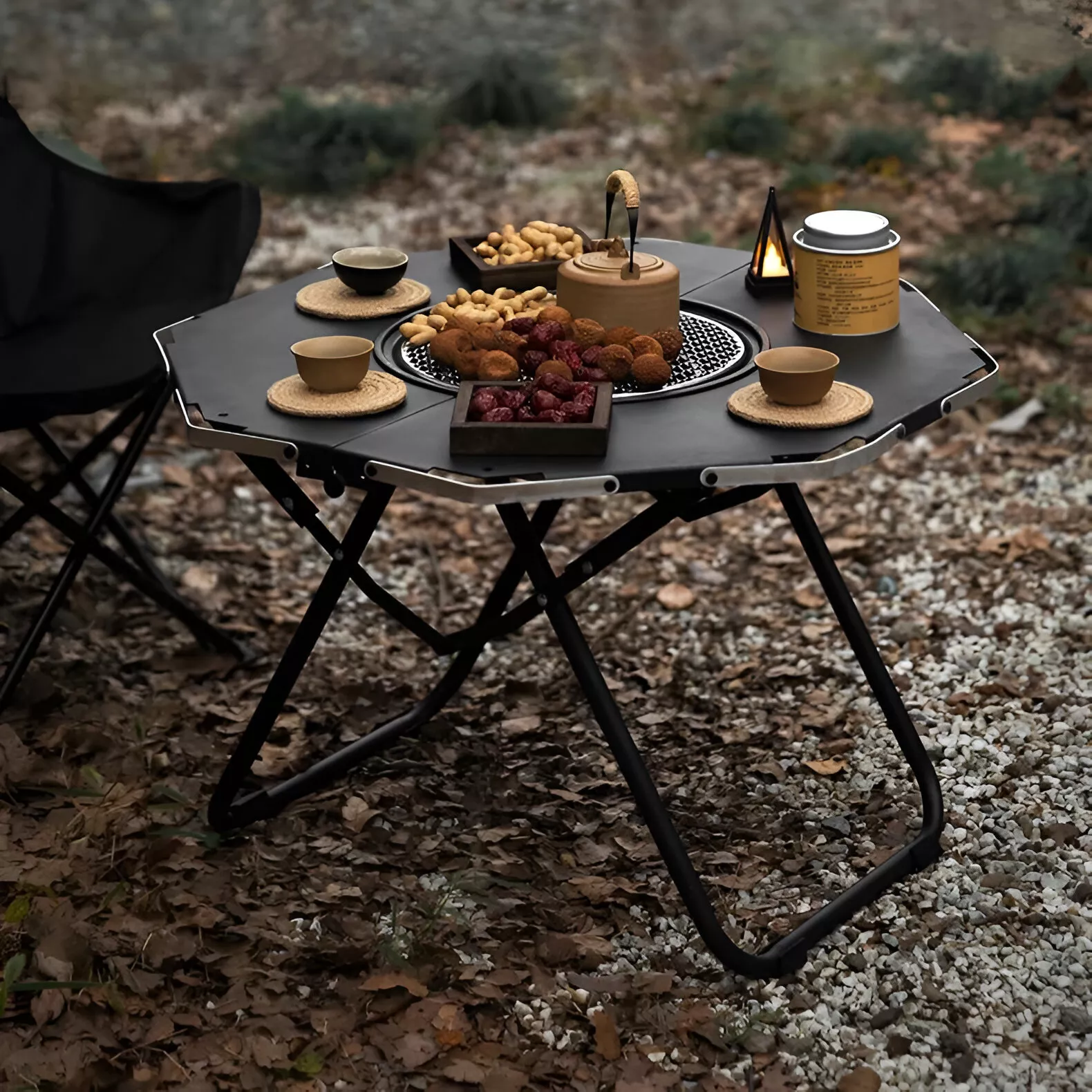 Folding BBQ Table with Built-in Charcoal Grill - Image 3