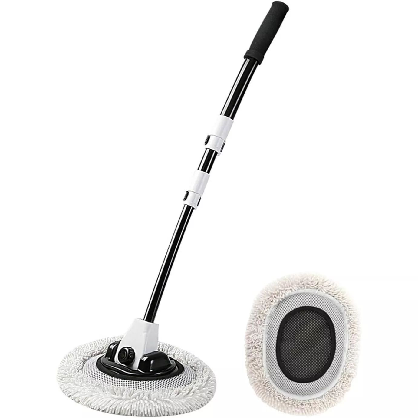 15 Degree Bend Telescoping Car Wash Brush - Flexible Chenille Cleaning Mop