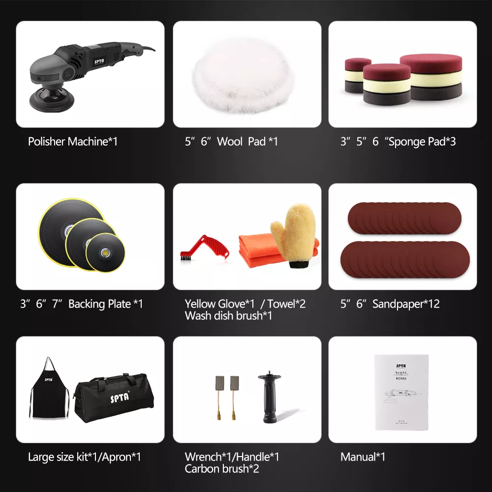 5-Inch Rotary Car Polishing Machine 1380W with Speed Control & Pads - Image 6