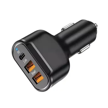65W 3-Port PD Car Charger Fast Charging Mobile Phone Adapter