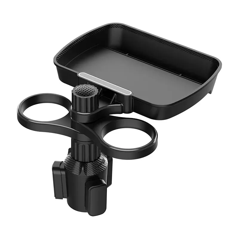 Dual Cup Holder Expander Adjustable 360° Rotating Car Drink & Snack Tray - Image 5
