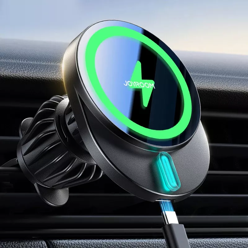 15W Wireless Charging Car Phone Holder with Magnetic Mount and Fast Charging