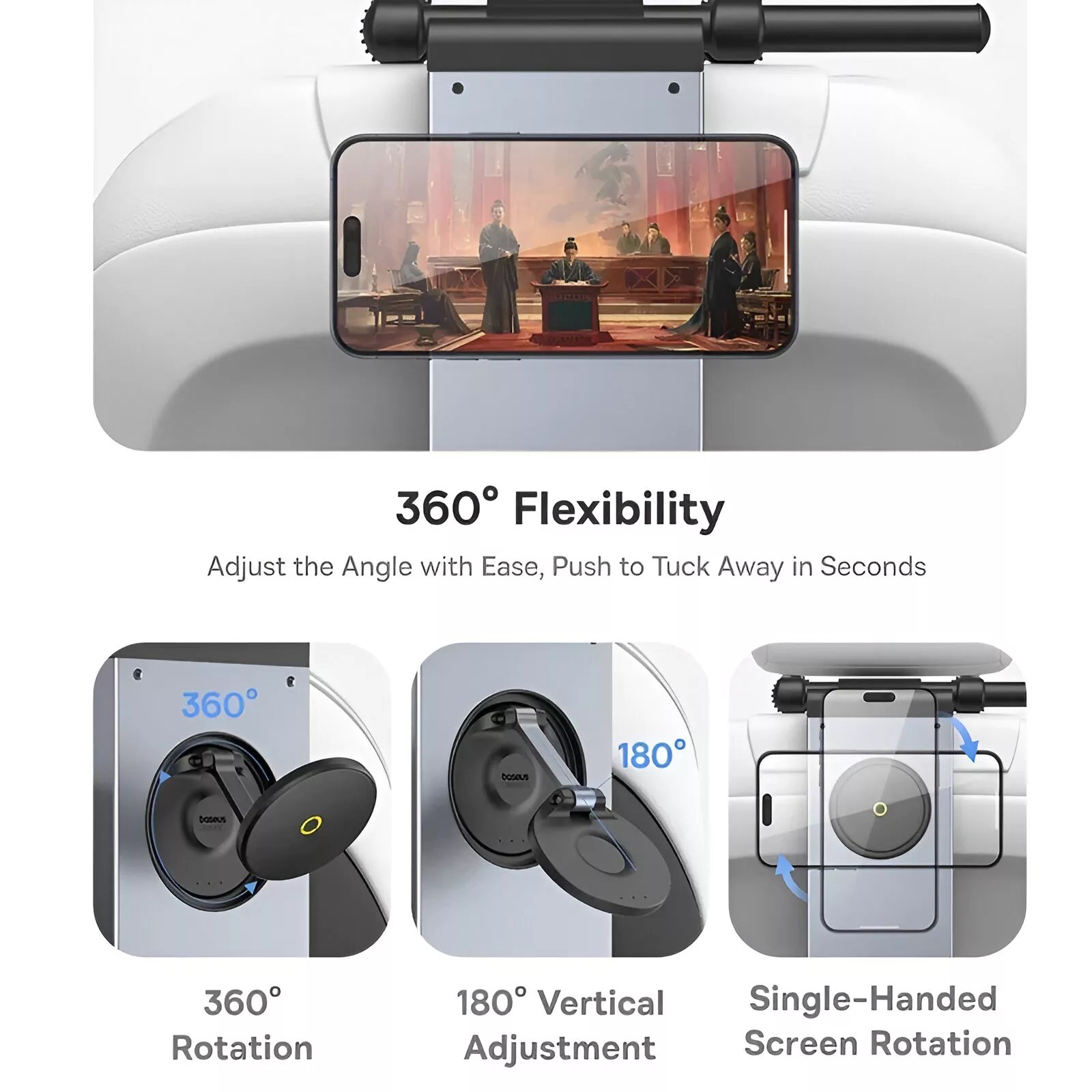 Foldable Car Back Seat Tray & Laptop Desk with Cup Holder and Phone Mount - Image 4