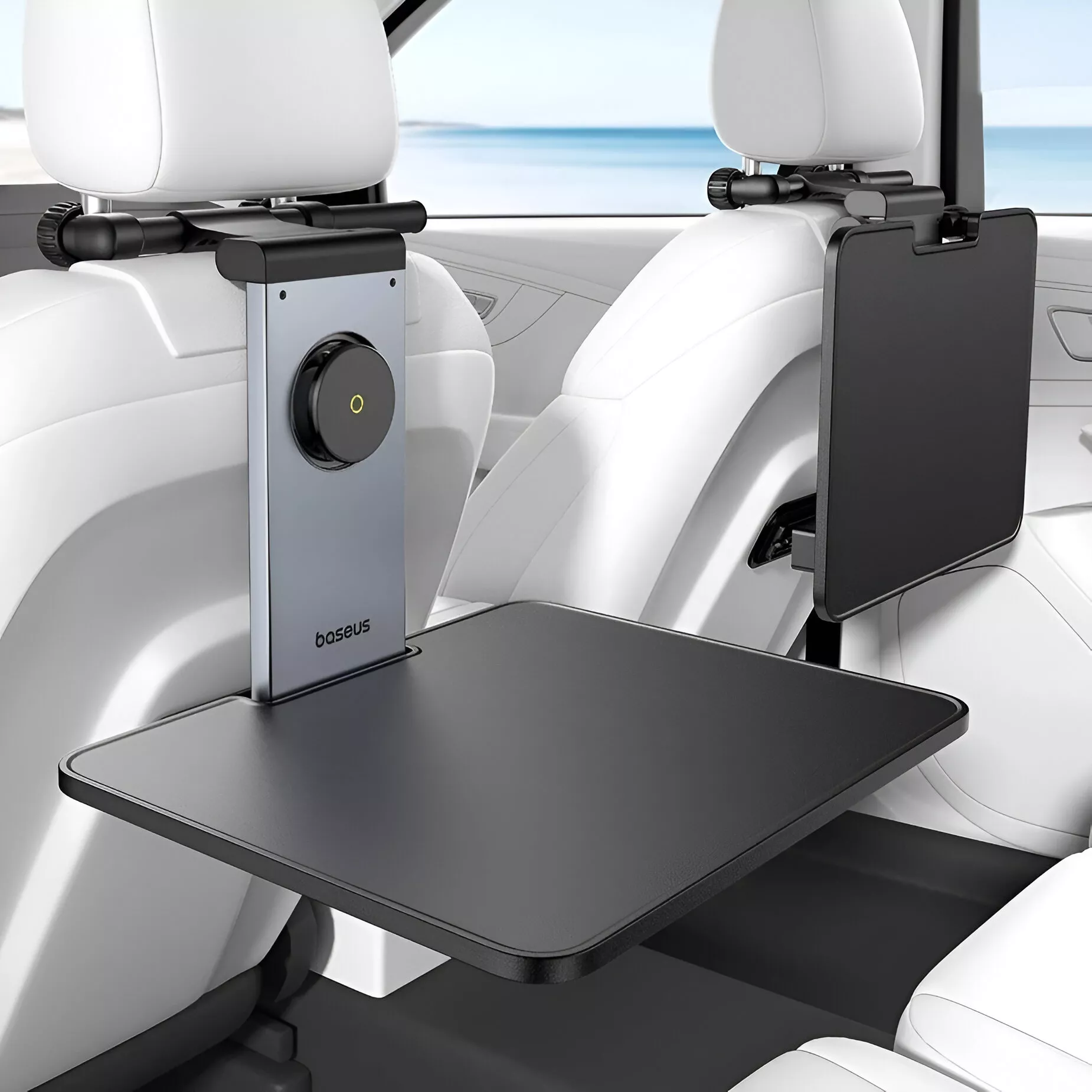 Foldable Car Back Seat Tray & Laptop Desk with Cup Holder and Phone Mount - Image 2