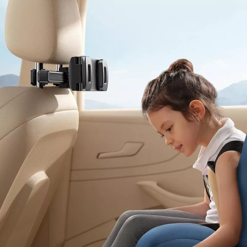 Universal Car Headrest Tablet Holder with Folding Arm for iPads & Phones - Image 6