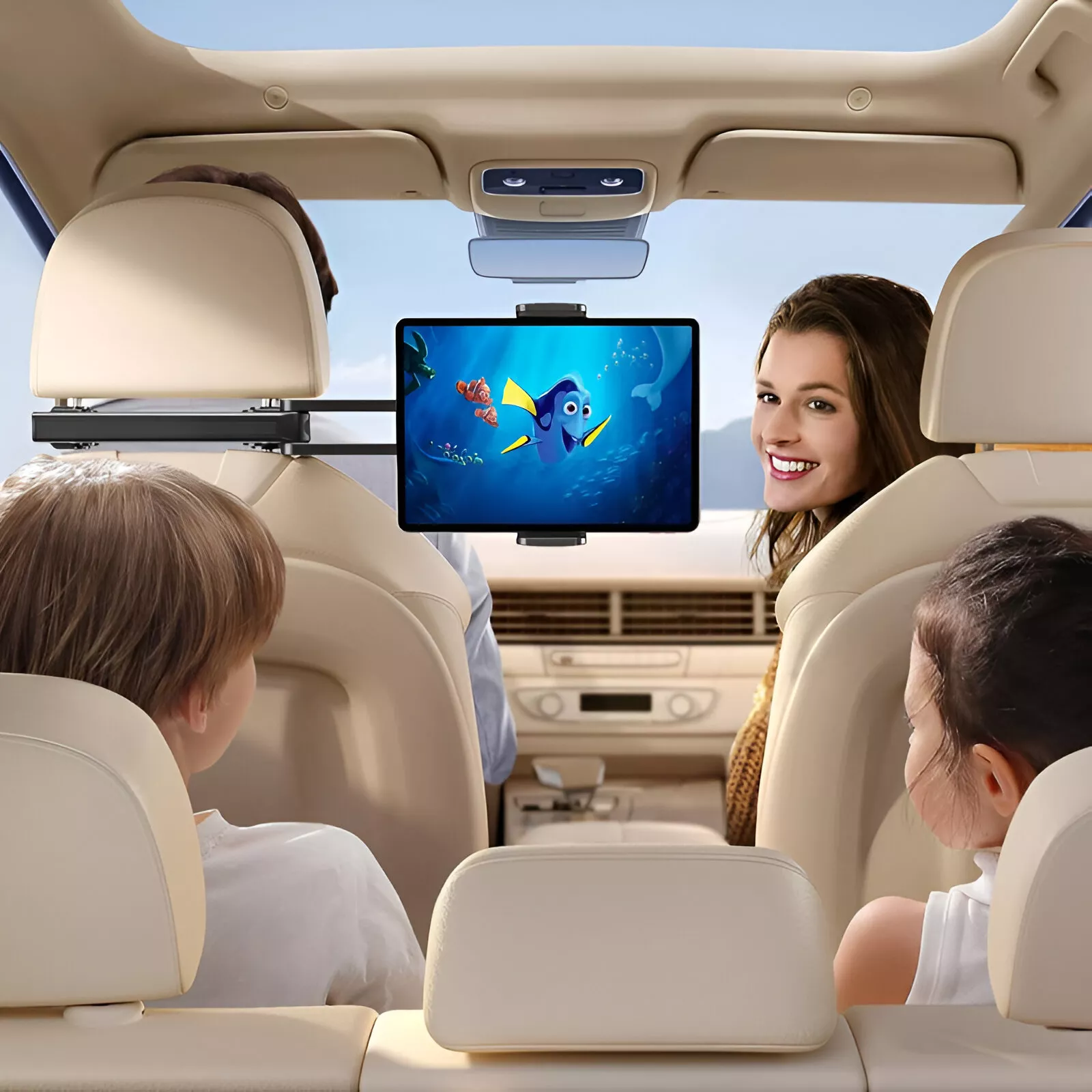 Universal Car Headrest Tablet Holder with Folding Arm for iPads & Phones - Image 2