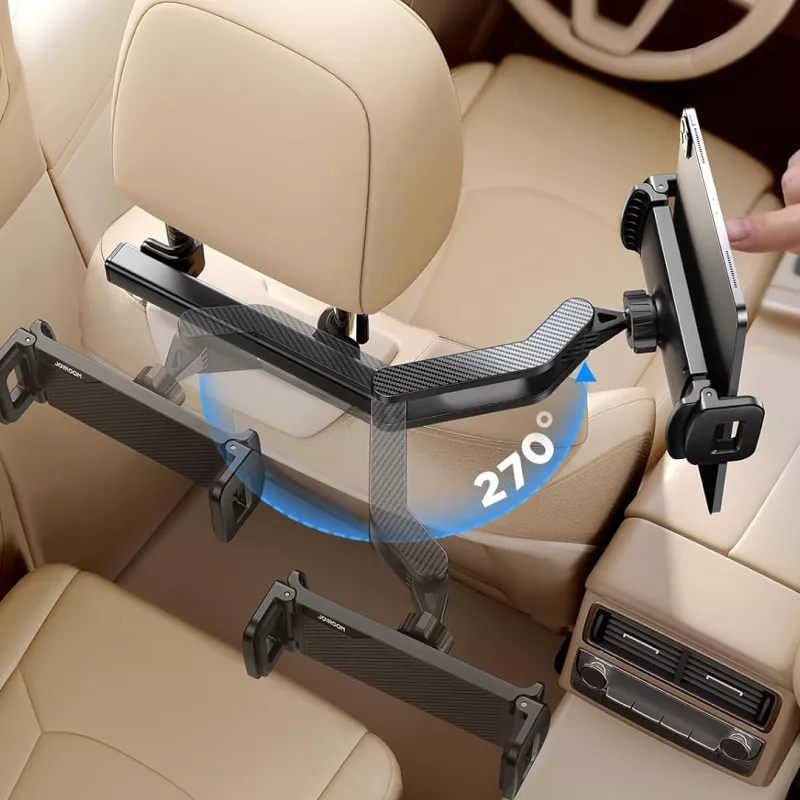 Universal Car Headrest Tablet Holder with Folding Arm for iPads & Phones - Image 3