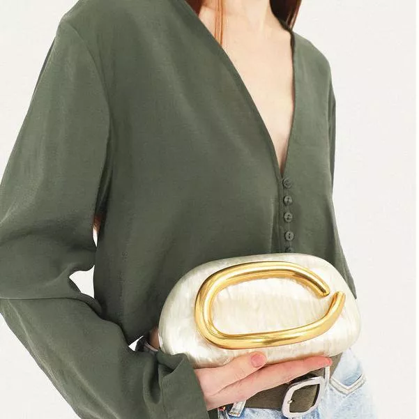 Luxury Acrylic Evening Clutch with Metal Chain Handle