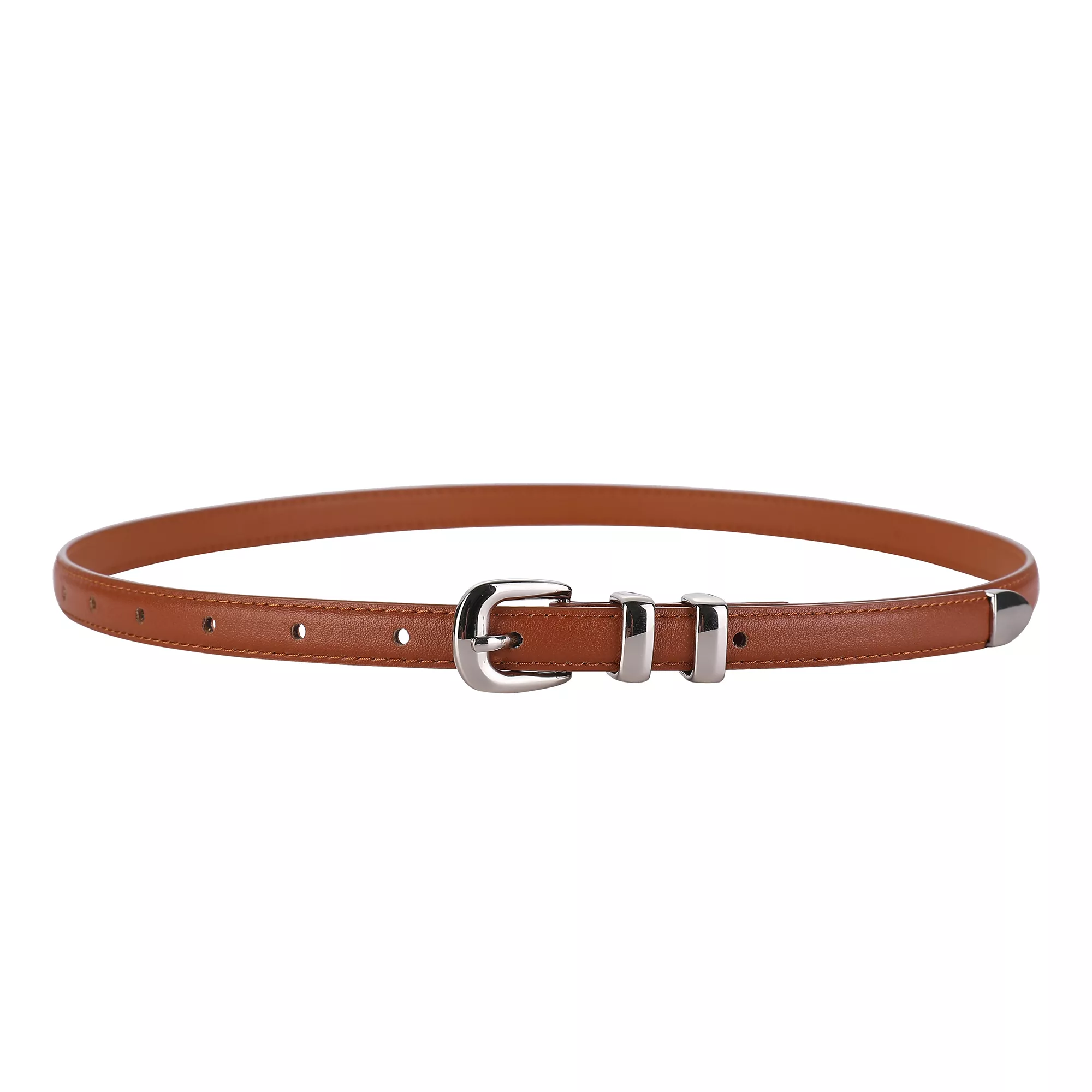 Skinny Leather Belt for Women with Silver Buckle – Fashionable Thin Waistband for Dresses & Jeans - Image 5