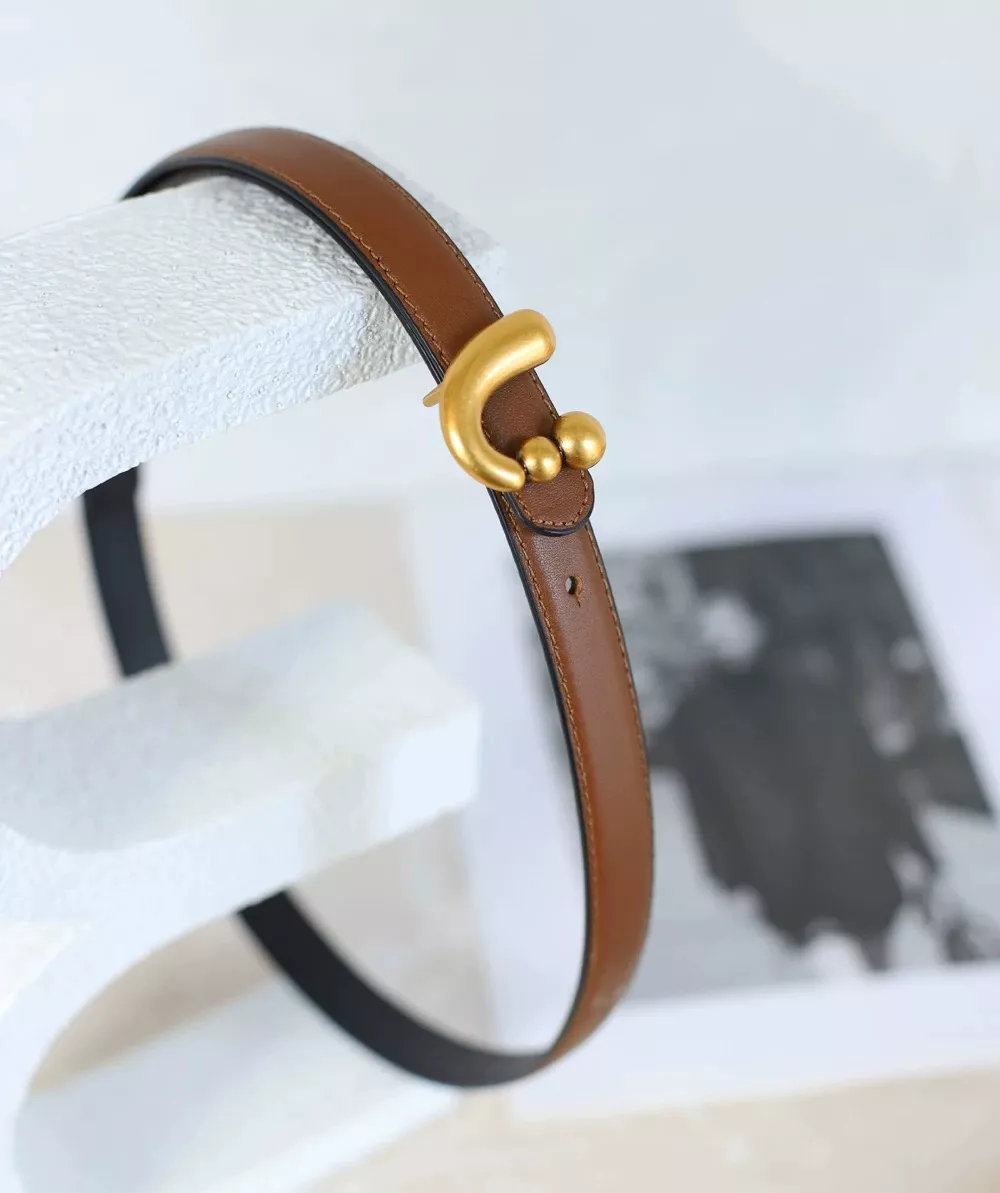 Genuine Leather Women's Skinny Belt with Retro Gold Buckle - Perfect for Dress, Jeans & Trench Coats - Image 5