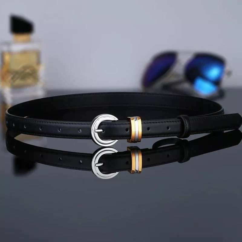 Women’s Genuine Leather Skinny Belt – Thin Waist Jeans Belt with Pin Buckle
