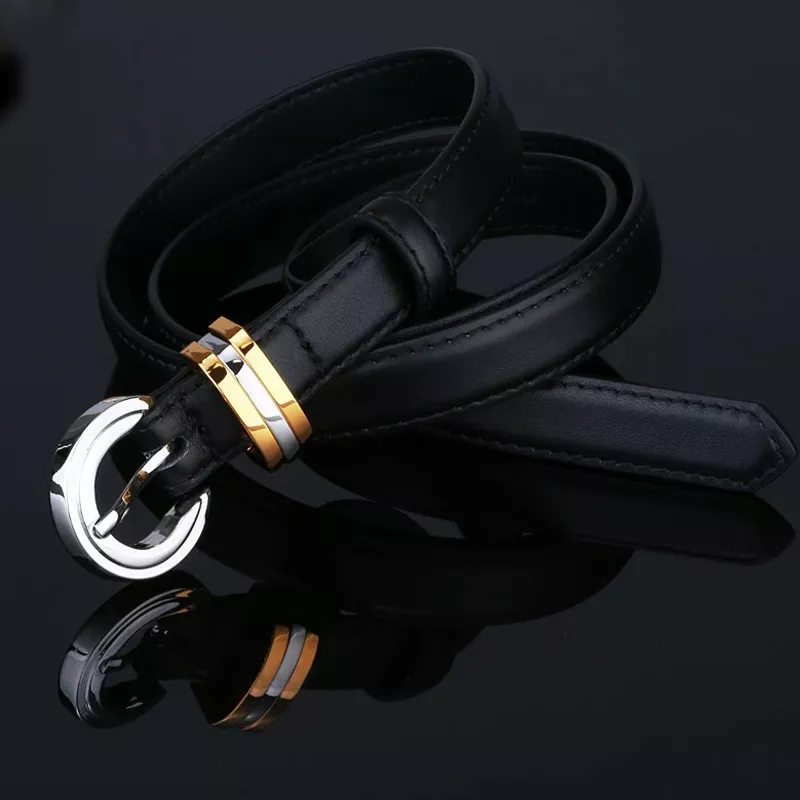 Women’s Genuine Leather Skinny Belt – Thin Waist Jeans Belt with Pin Buckle - Image 3