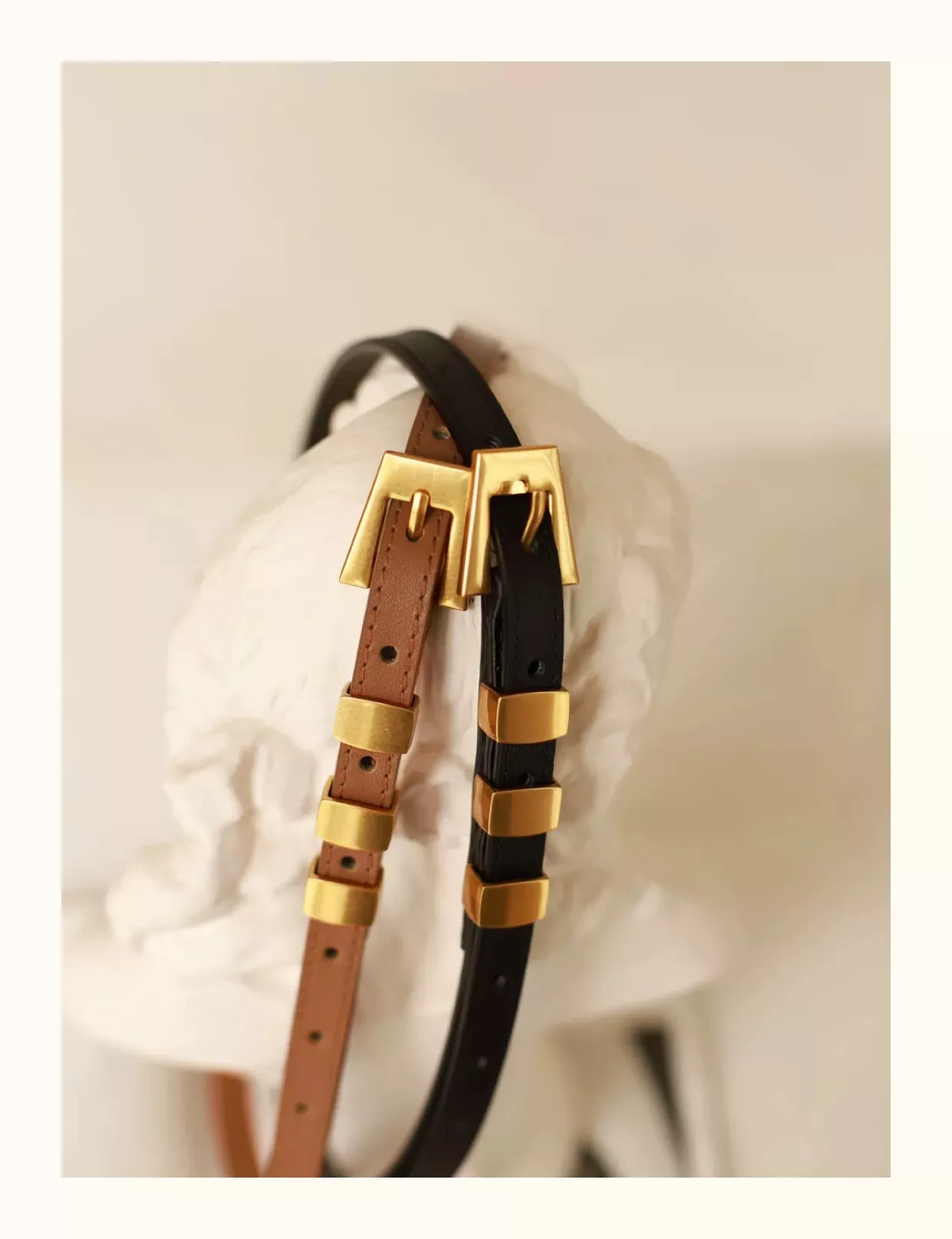 Fashion Skinny Leather Waist Belt with Gold Buckle for Women - Cowhide Decorative Waistband - Image 4