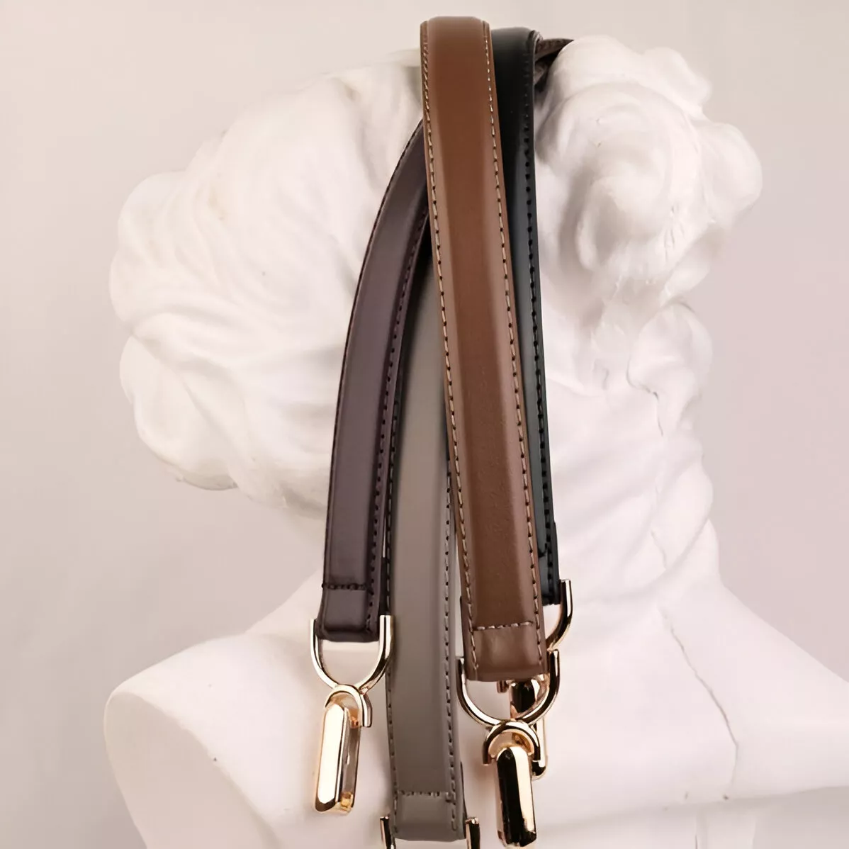 Women's Skinny Leather Belt with Gold Rotating Buckle – Slim Waist Belt for Jeans and Dresses - Image 3