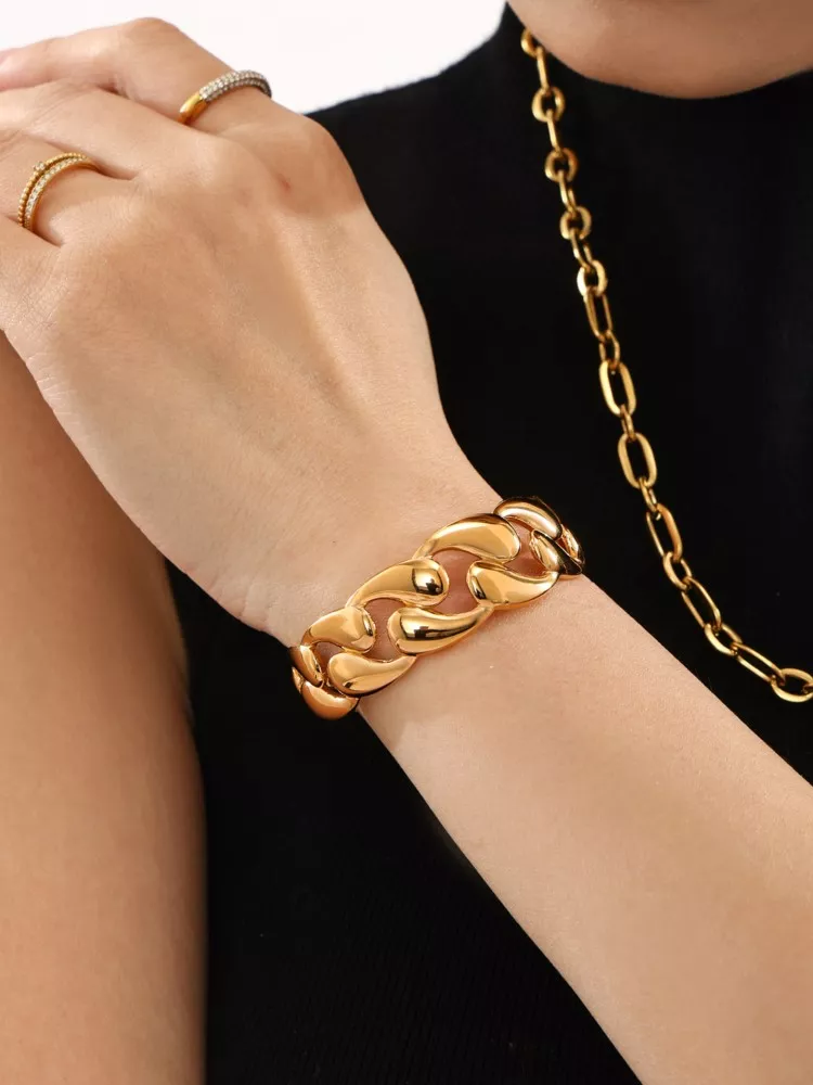 18K Gold Plated Stainless Steel Multi Water Droplet Bracelet - Image 5