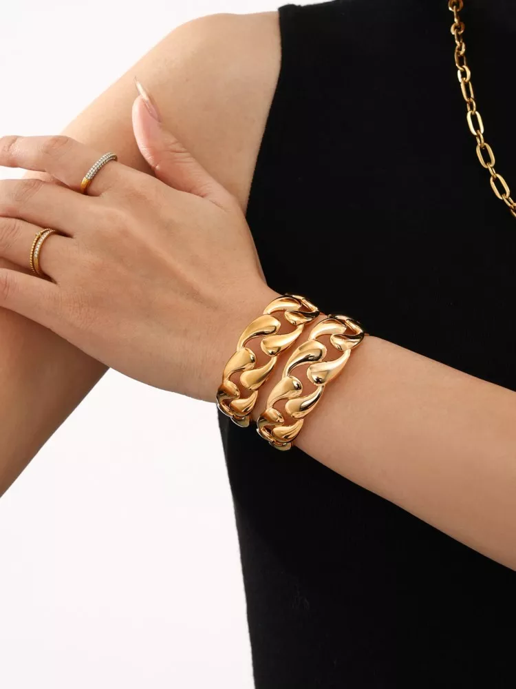 18K Gold Plated Stainless Steel Multi Water Droplet Bracelet - Image 3