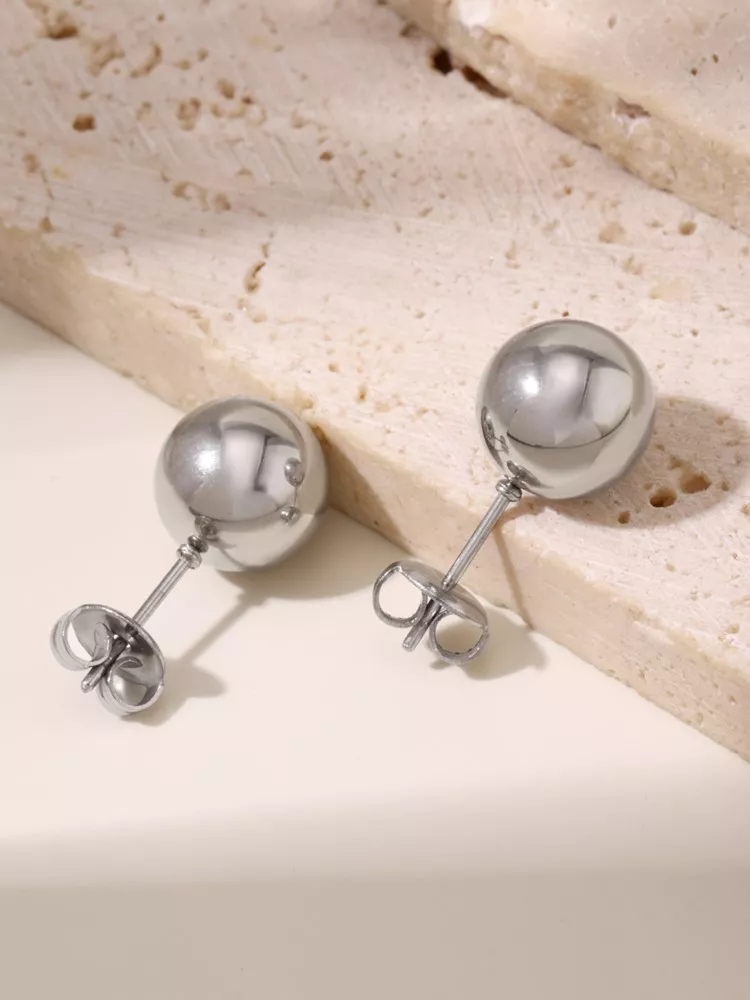 18K Gold Plated Stainless Steel C Shape Stud Earrings for Women - Image 11