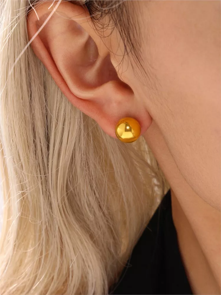 18K Gold Plated Stainless Steel C Shape Stud Earrings for Women - Image 5
