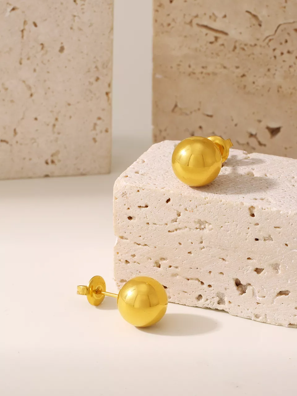 18K Gold Plated Stainless Steel C Shape Stud Earrings for Women - Image 7