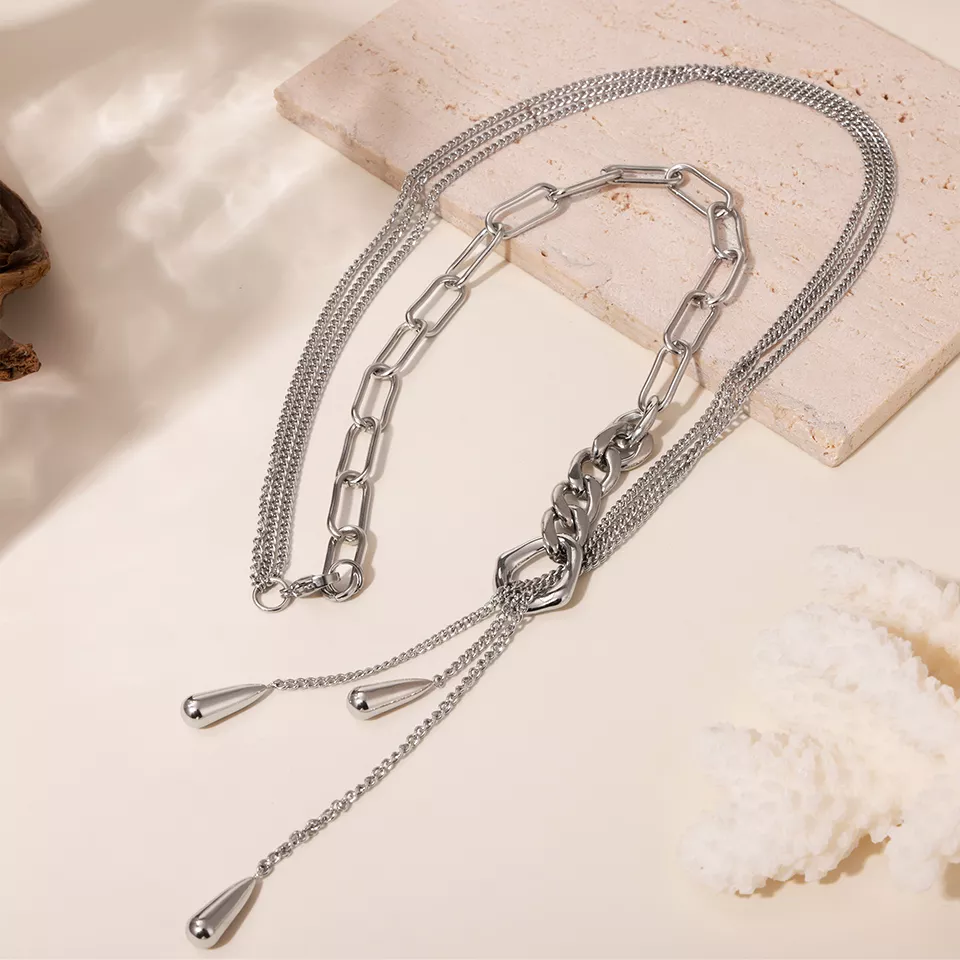 18k Gold Plated Stainless Steel Opera Tassel Necklace for Women - Multi Chain Long Sweater Chain - Image 6