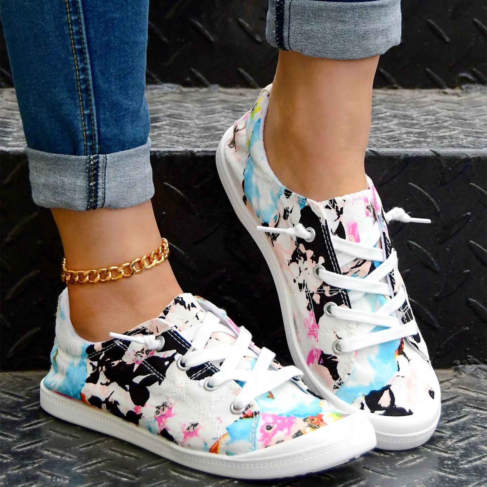 Women’s Floral Print Casual Sneakers - Image 4