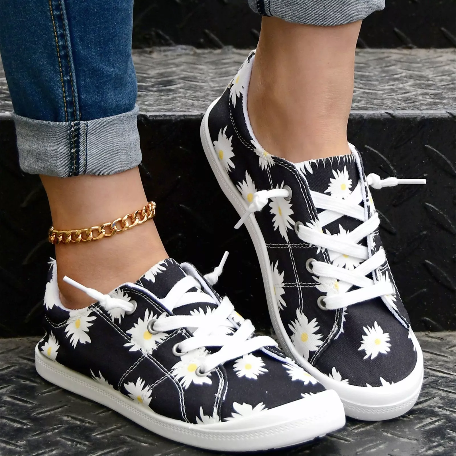 Women’s Floral Print Casual Sneakers - Image 3