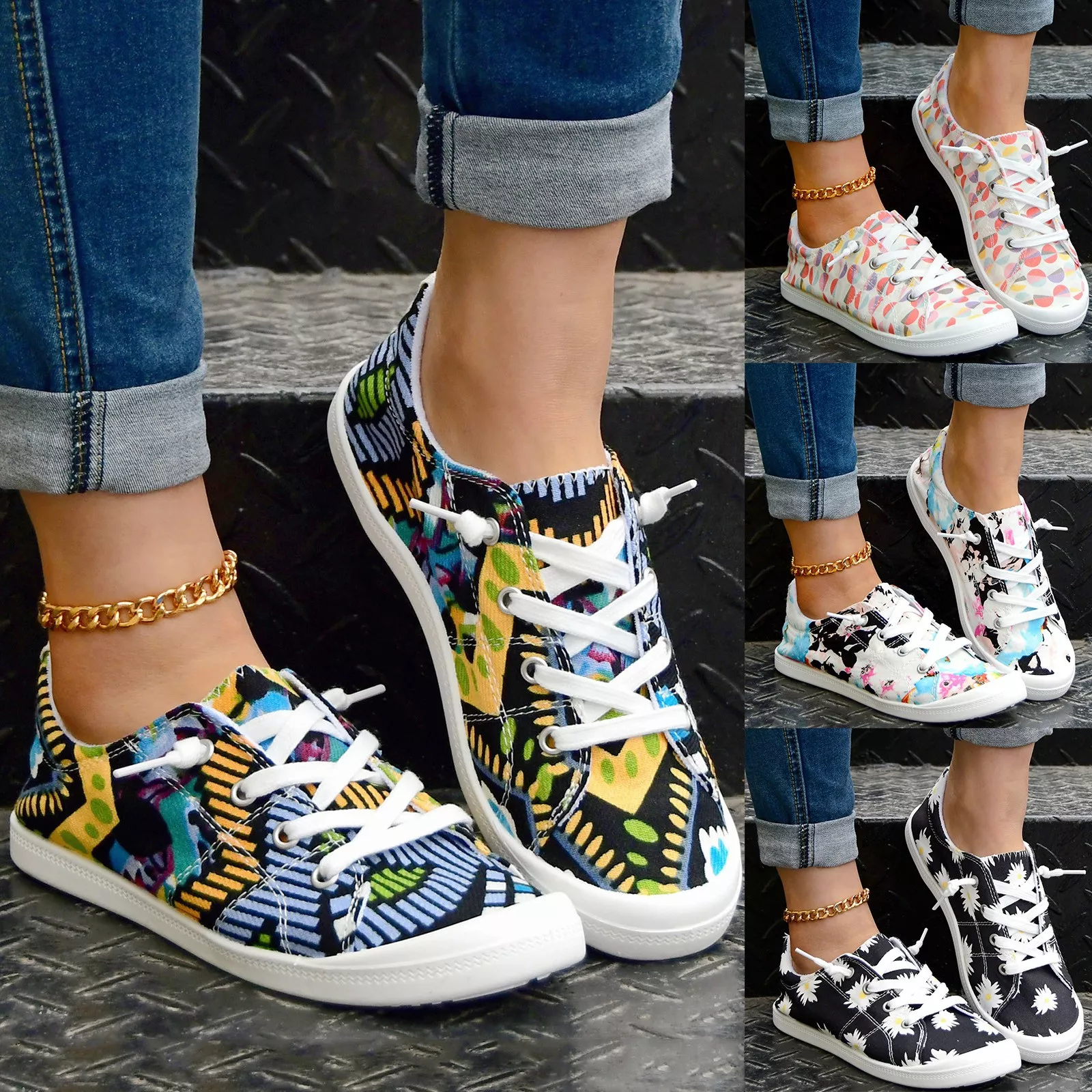 Women’s Floral Print Casual Sneakers - Image 2