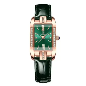 Elegant Waterproof Leather Band Quartz Watch with Diamonds for Women