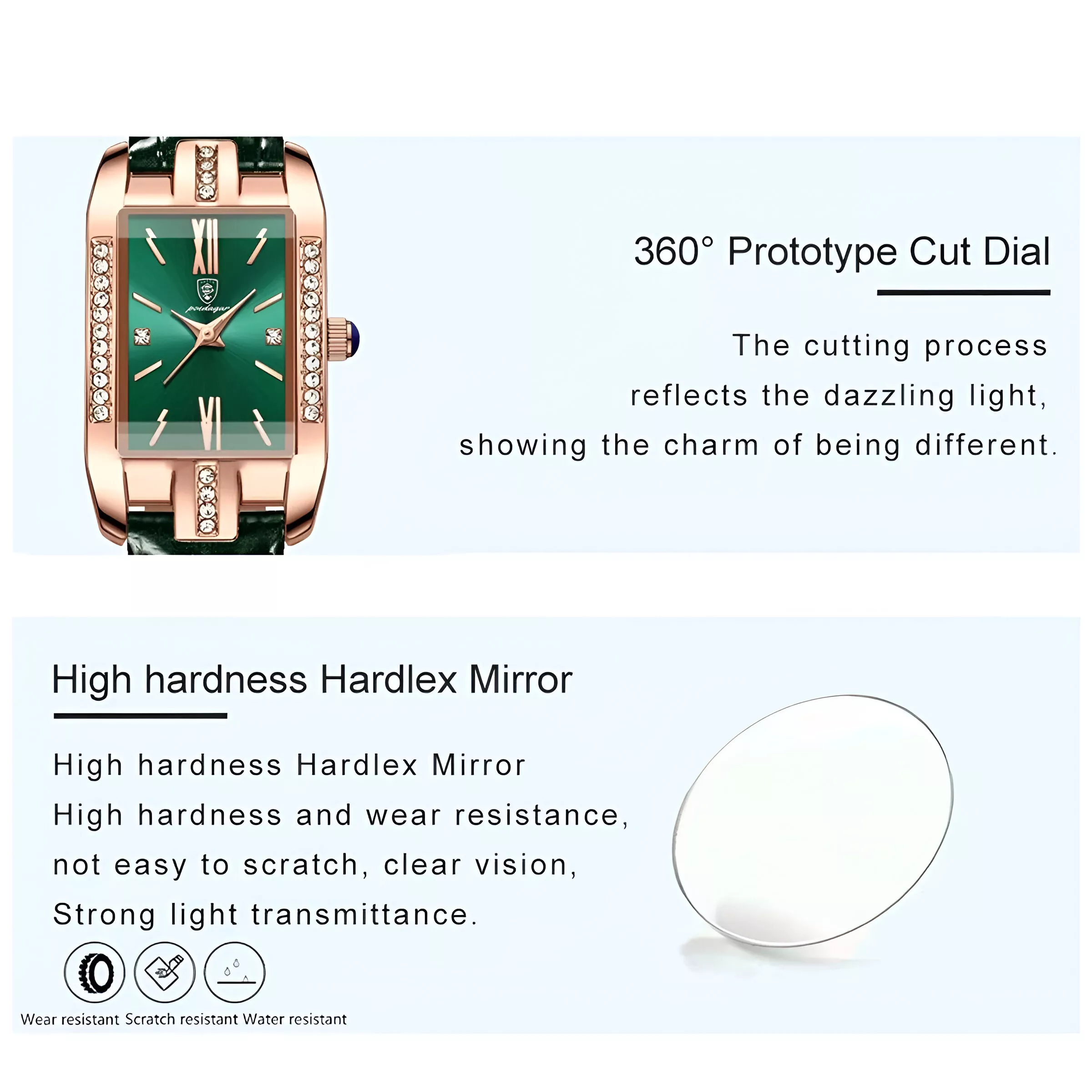 Elegant Waterproof Leather Band Quartz Watch with Diamonds for Women - Image 5