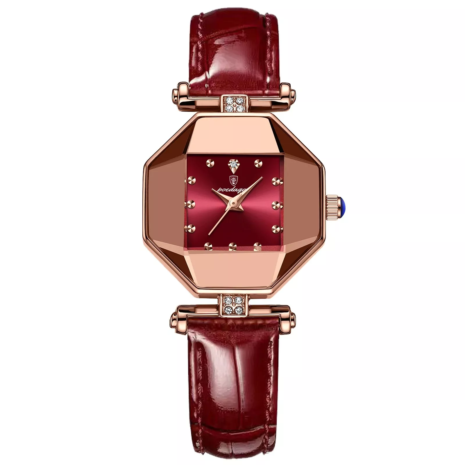 Luxury Red Dial Quartz Watch for Women