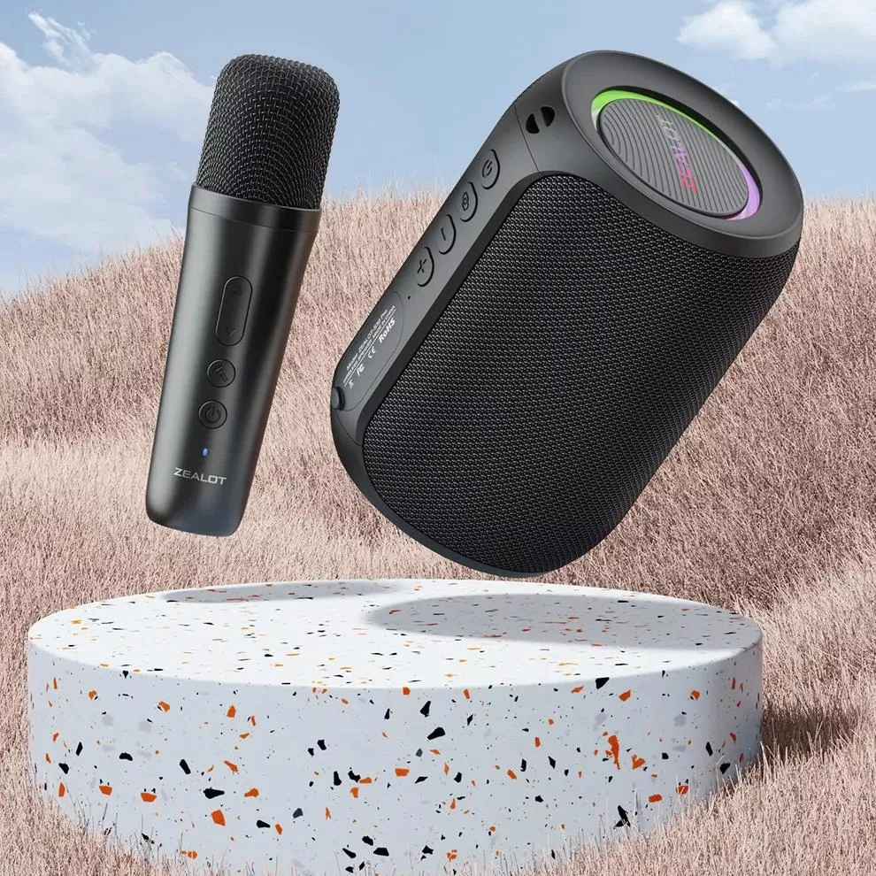 Portable Bluetooth Karaoke Speaker with Wireless Microphones & Stereo Sound