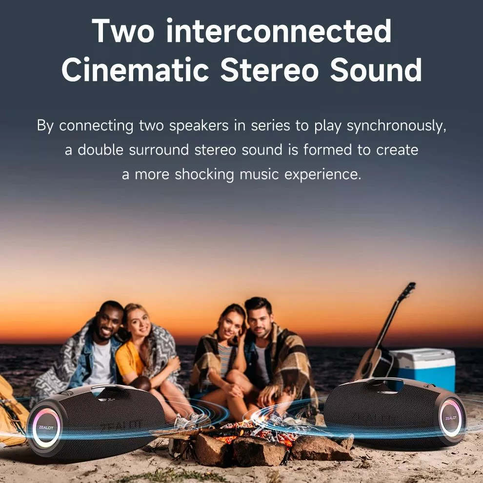 120W Portable Bluetooth Speaker with Deep Bass, LED Lights & Power Bank - Image 4