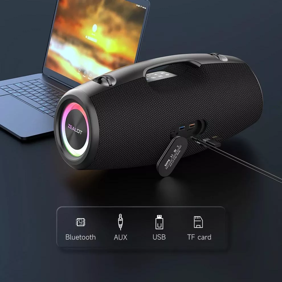 120W Portable Bluetooth Speaker with Deep Bass, LED Lights & Power Bank - Image 5