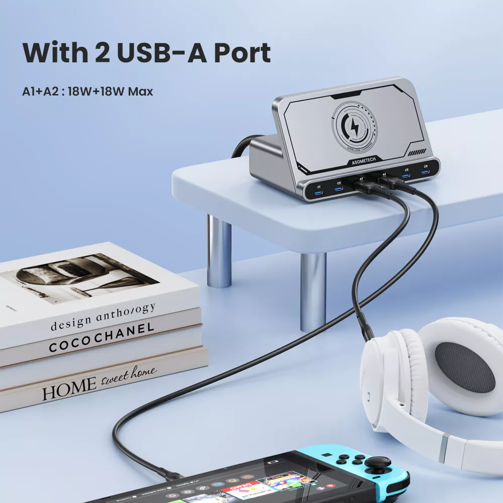 160W 7-in-1 USB Charging Station with Wireless Charging - Image 4