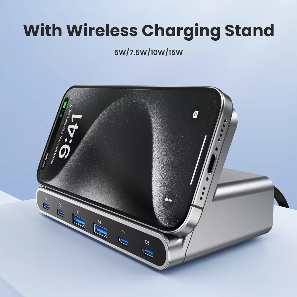 160W 7-in-1 USB Charging Station with Wireless Charging - Image 5