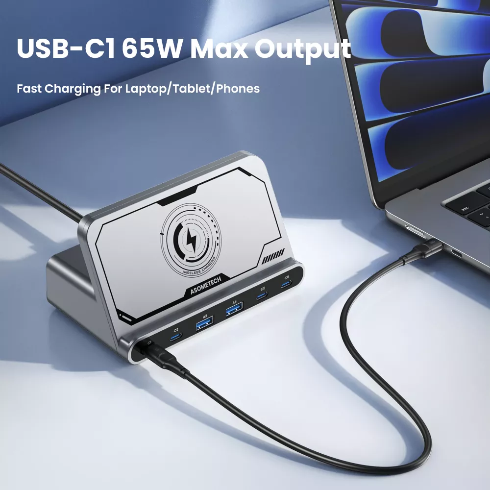 160W 7-in-1 USB Charging Station with Wireless Charging - Image 2