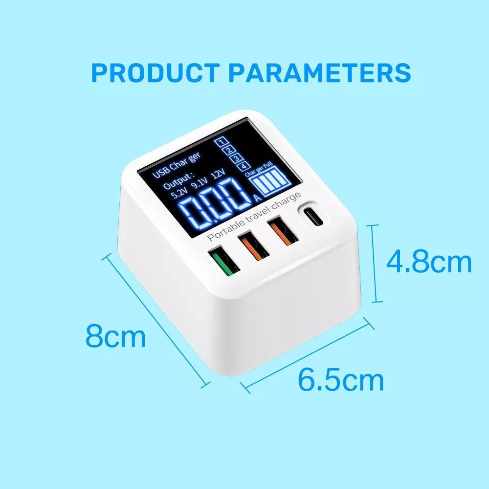 40W 4-Port USB Wall Charger with LED Display - Image 7