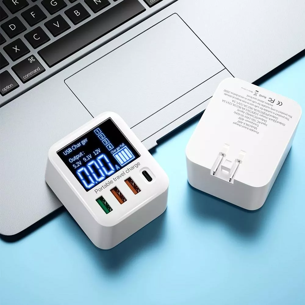 40W 4-Port USB Wall Charger with LED Display - Image 2