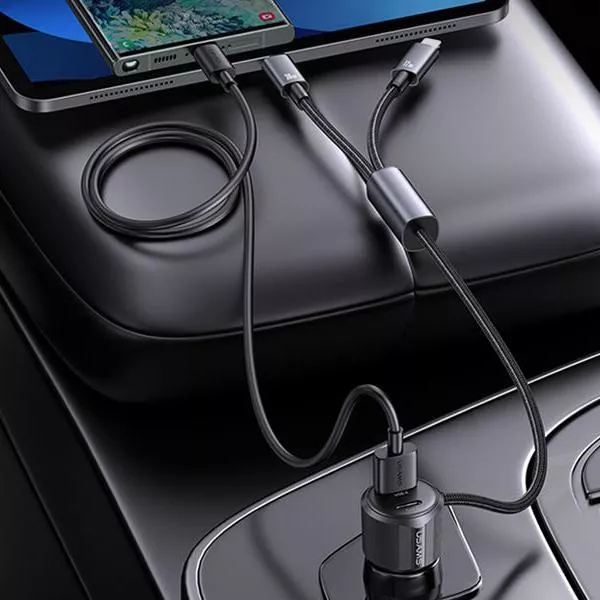 66W Dual-Port Fast Car Charger with 2-in-1 Cable