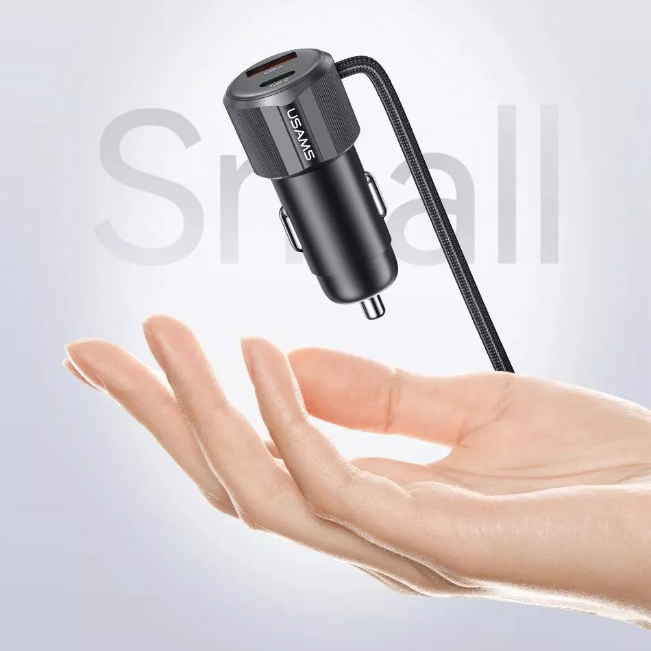 66W Dual-Port Fast Car Charger with 2-in-1 Cable - Image 6