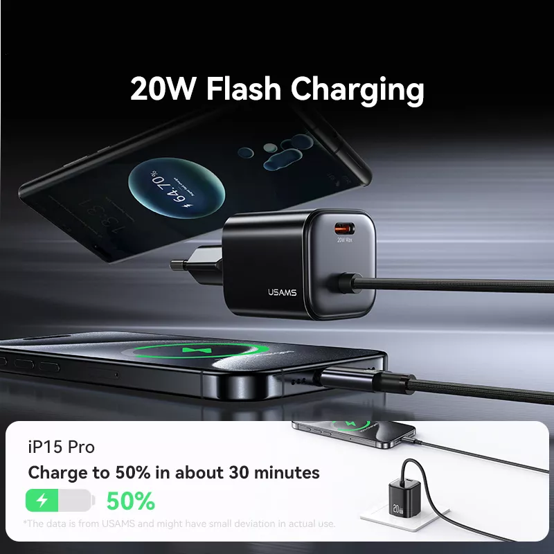 20W Mini GaN Fast Charger with USB-C Cable - Image 3