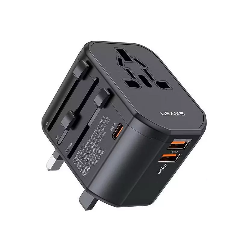 20W Universal Travel Charger with Dual USB & Type-C Ports
