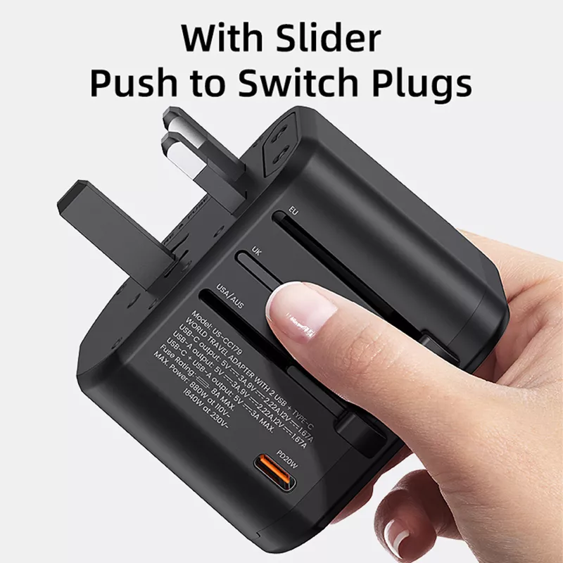 20W Universal Travel Charger with Dual USB & Type-C Ports - Image 5