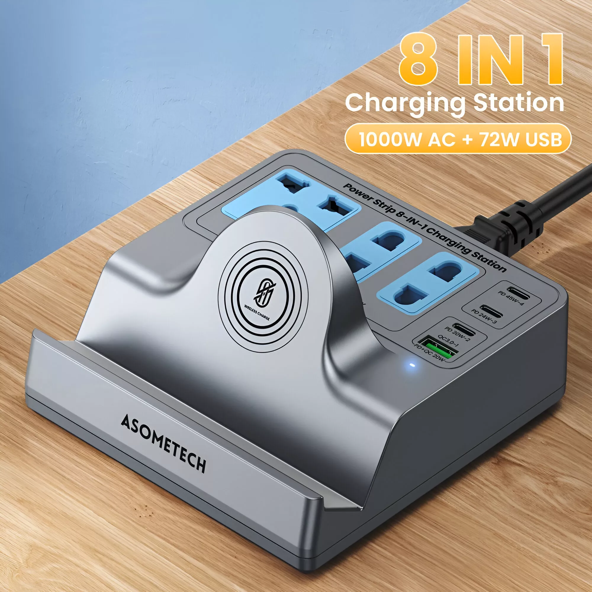 8-in-1 USB C Power Strip with PD Charging for MacBook, iPhone, Samsung - Image 2