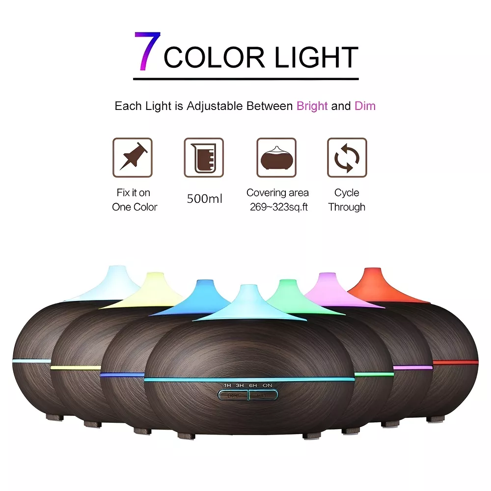 Ultrasonic Essential Oil Diffuser & Humidifier with 7-Color LED & Remote - Image 3